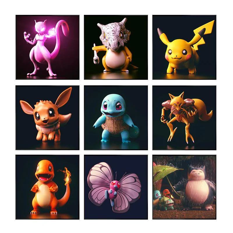 

Pokemon Canvas Painting Pikachu Touch Fire Dragon Cartoon Wall Poster Print Mural Picture Children Room Home Decoration Cuadros