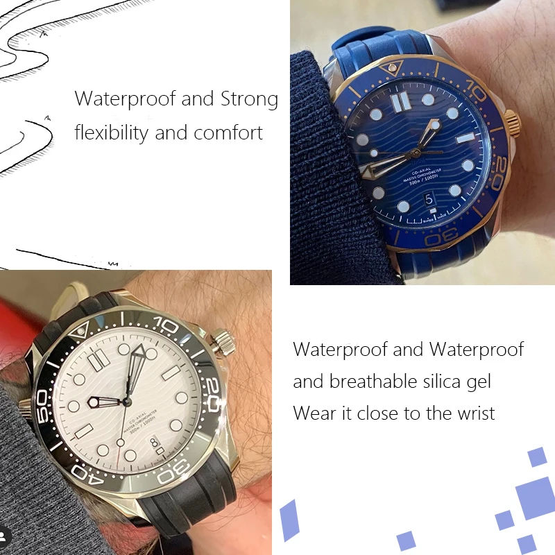 Ремешок силиконовый для наручных часов из натурального фторо-каучука с пряжкой