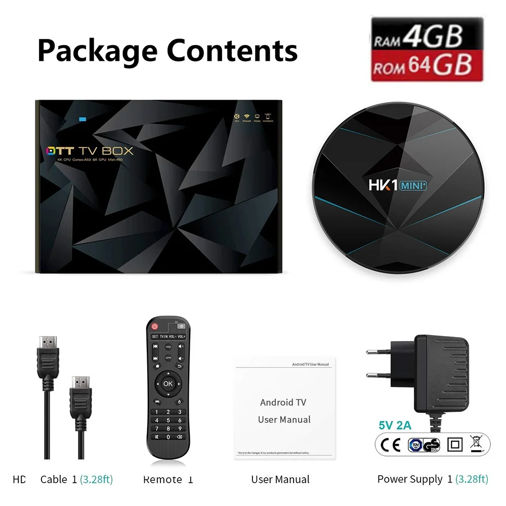ТВ приставка HK1 MINI Plus RK3318 Android 9 0 4 + 64 ГБ 1080p 4K 60 к/с USB3.0 Google Play 5 шт.|ТВ-приставки и