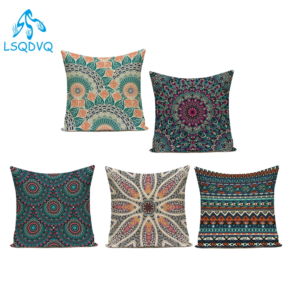 Boho Geometric Mandala Throw Pillows Case Polyester Square Sofa Pillow Covers Decorative Cushion Cover for Living Room | Дом и сад