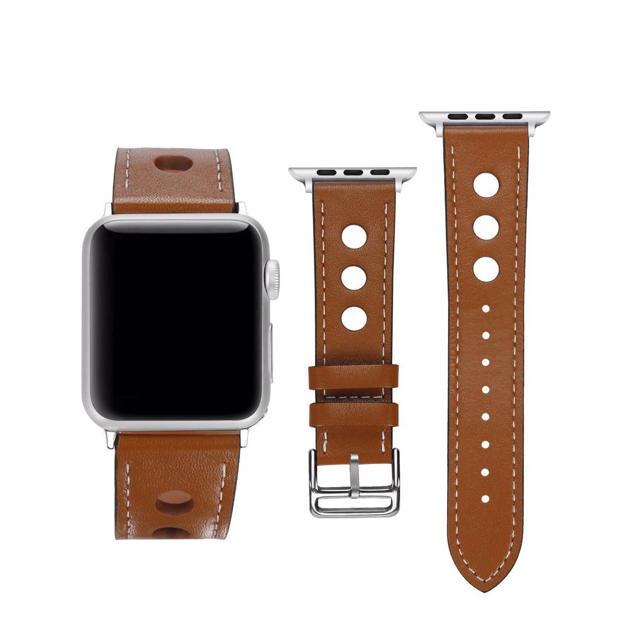 Eastar цветной кожаный ремешок для наручных часов Apple Watch серии 3/2/1, спортивный кожаный браслет, 42 мм, 38 мм, ремешок для наручных часов iwatch, 5/4 группа - Цвет ремешка: Светло-коричневый