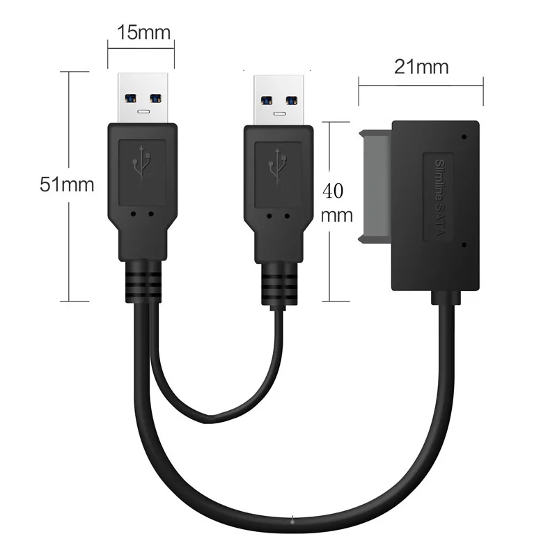 Тонкий кабель SATA USB2.0 для 6 + 7 13pin с внешним источником питания ноутбука CD-ROM DVD-ROM |