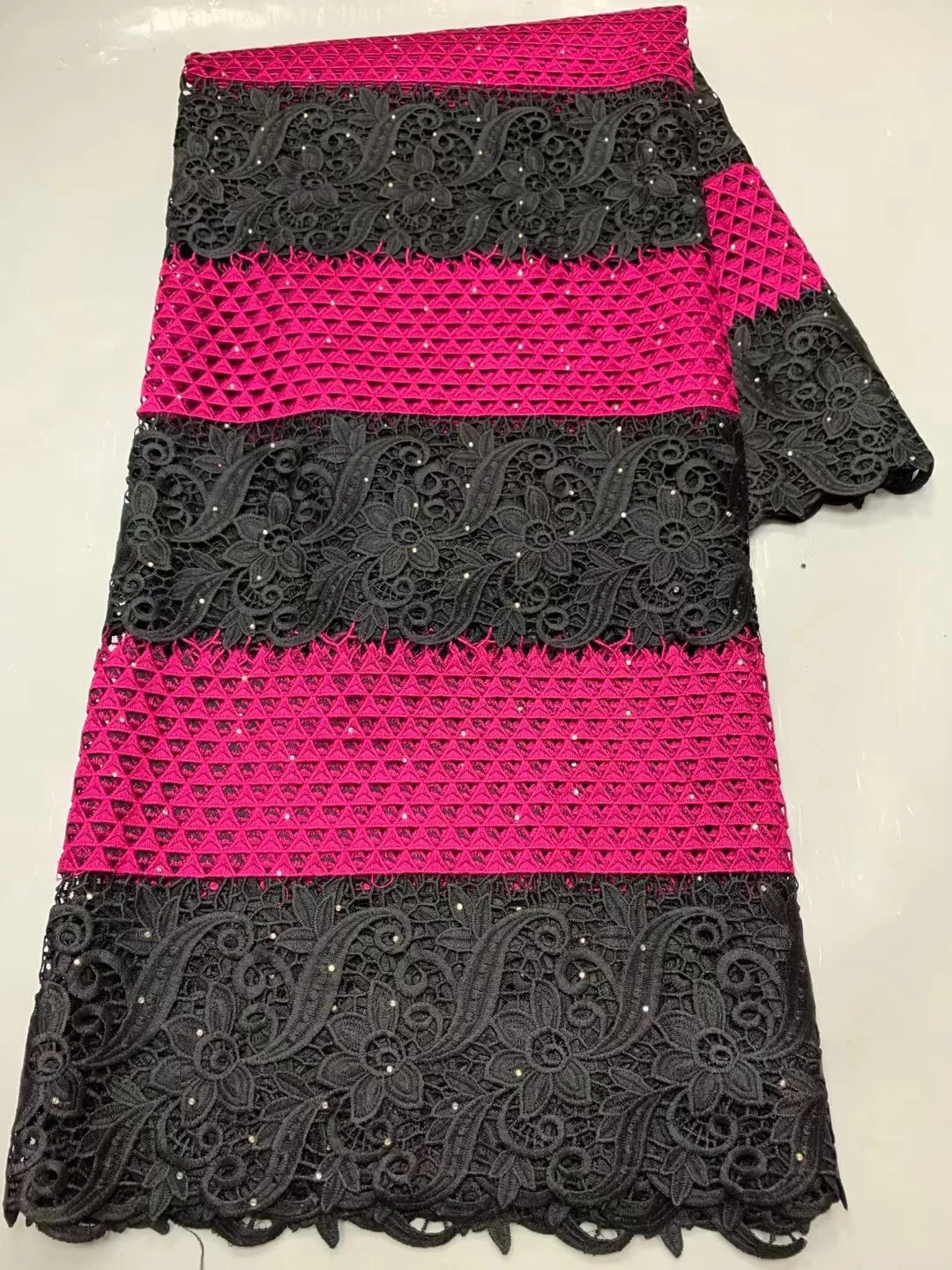 

Bicolor African French Tulle Net Lace African Lace Fabric With Stone 5yards Embroidery Nigerian Cord Guipure Lace For Dress