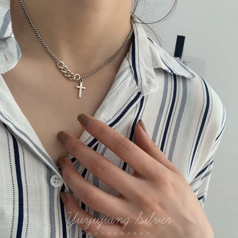 

S925 Sterling Silver Necklace Pendant Female Jewelry Fashion Girl Birthday Gift Personality Charm Custom Sweater Chain