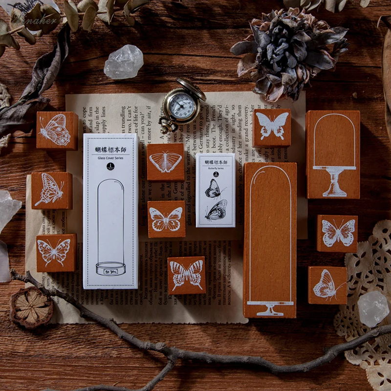 Винтажный образец бабочки серия украшения Штампы деревянные и резиновые штампы
