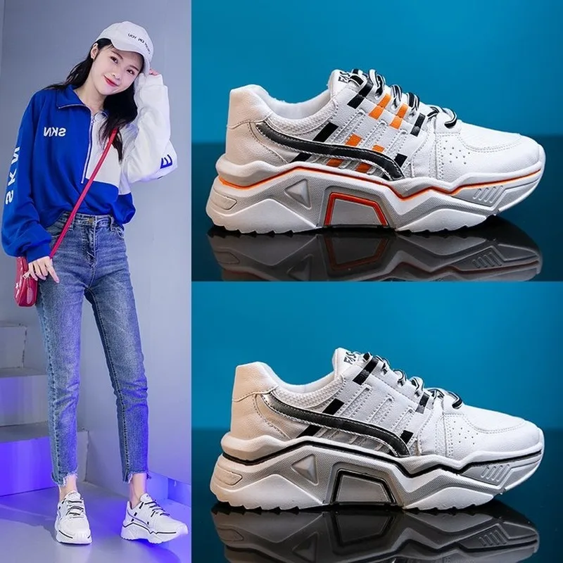 Женские кроссовки на толстой подошве LZJ модные массивные сникерсы платформе в