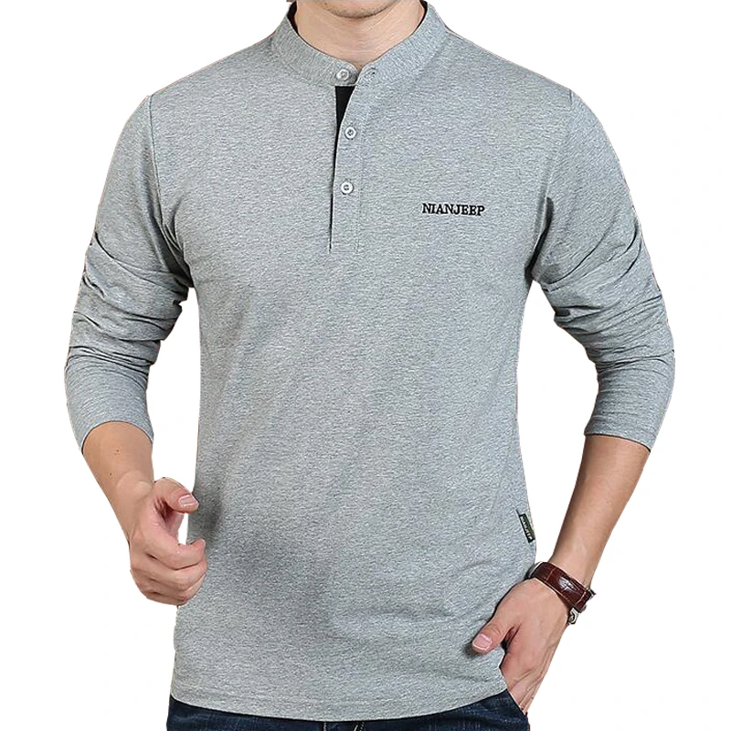 Футболка мужская с длинным рукавом брендовая приталенная тенниска из хлопка