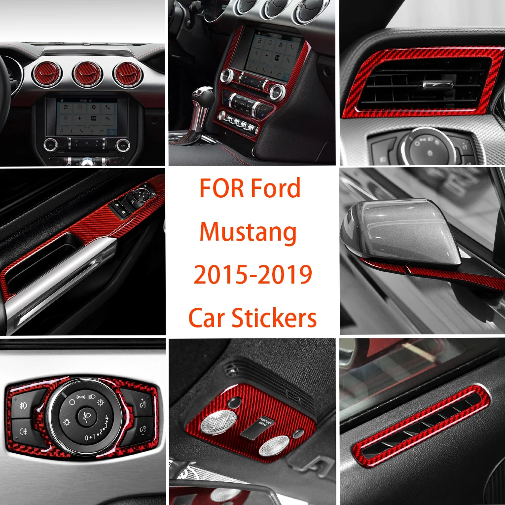 

Carbon fiber car red interior,Air outlet center control panel decoration;suitable FOR Ford Mustang 2015-2019 car stickers;