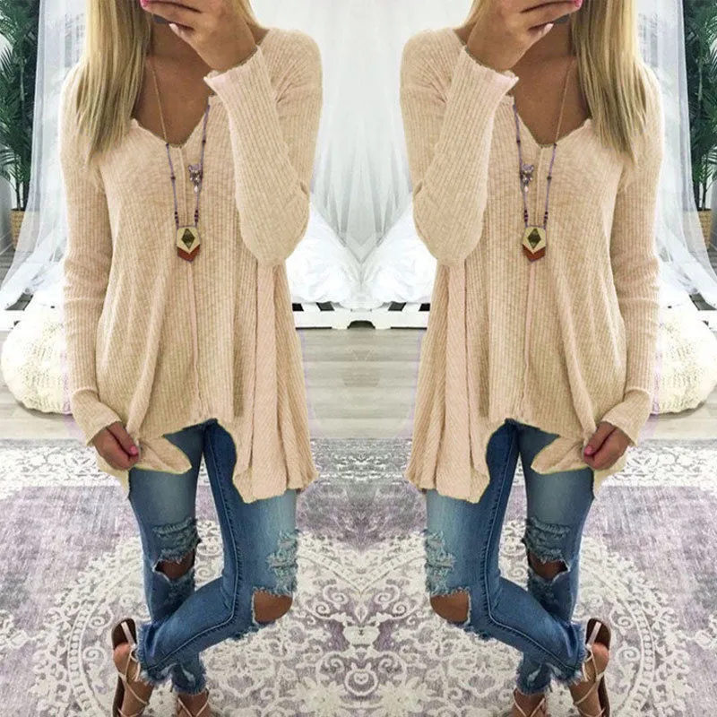

Zoulv Women V -Neck Long Sleeve Casual Loose Ladies Autumn Winter Pullover Sweaters Plus Size S -Xxl New Knitted Sweater