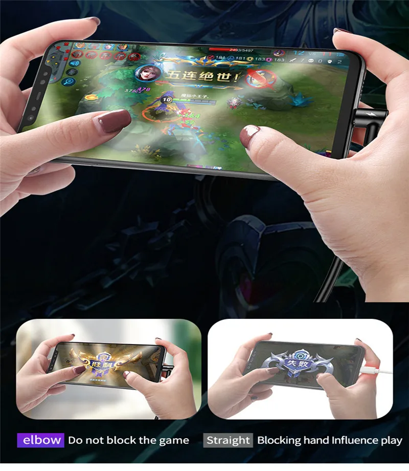 Кабель Usb Type C 90 градусов для быстрой зарядки 2 м 3 длинный игр Xiaomi Mi A3 9T 8 mix max черный