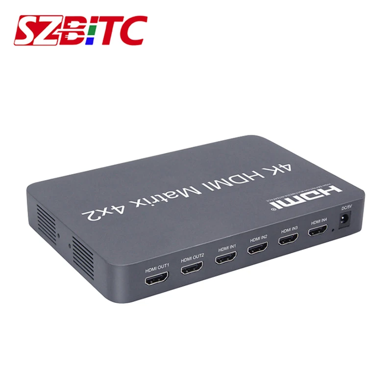 SZBITC HDMI матрица 4x2 4K @ 60 Гц видео переключатель сплиттер 4 в 2 выхода EDID с ИК пультом