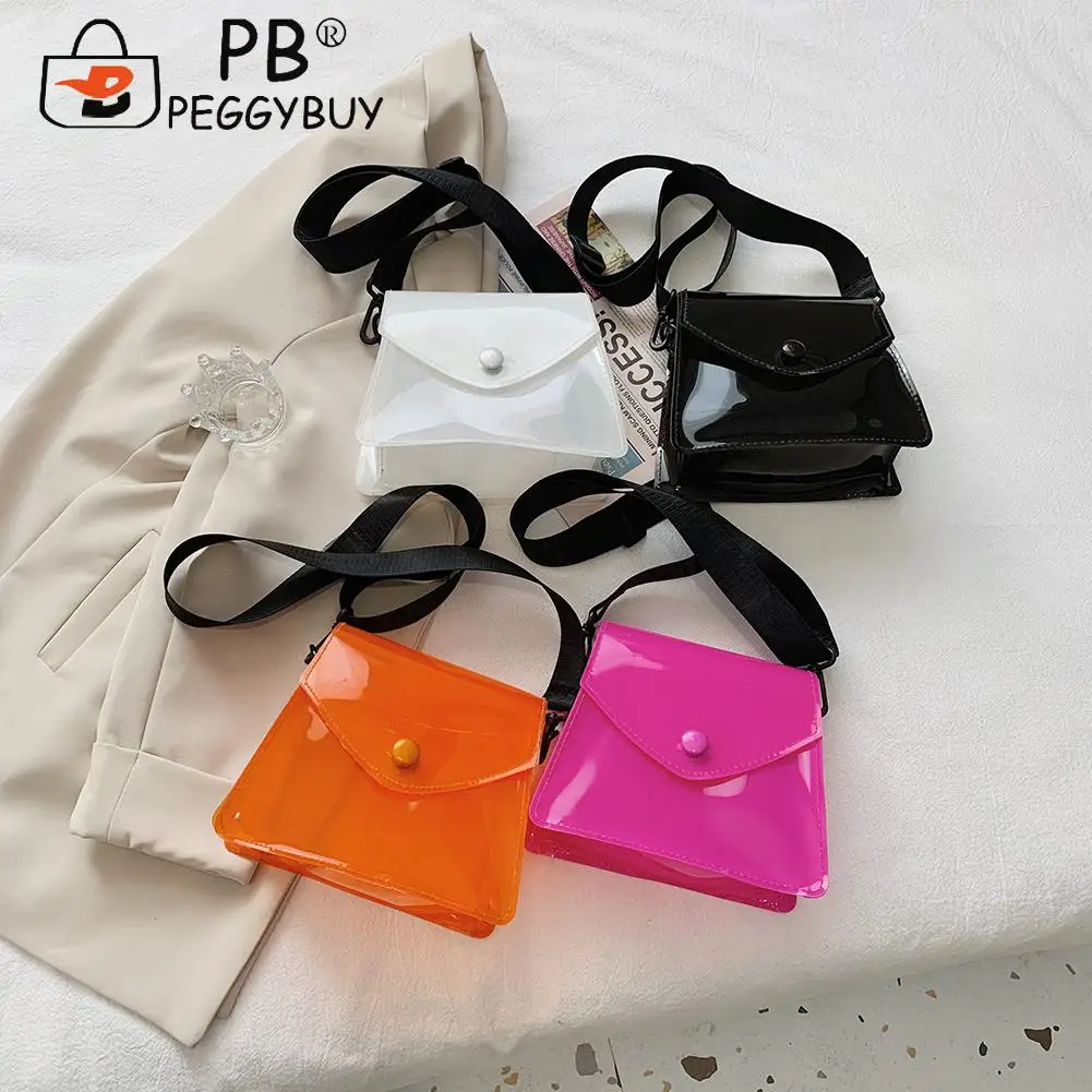 

Casual All-match Women Transparent PVC Shoulder Crossbody Bag Summer Fashion Travel Pure Color Zipper Mini Messenger Handbags