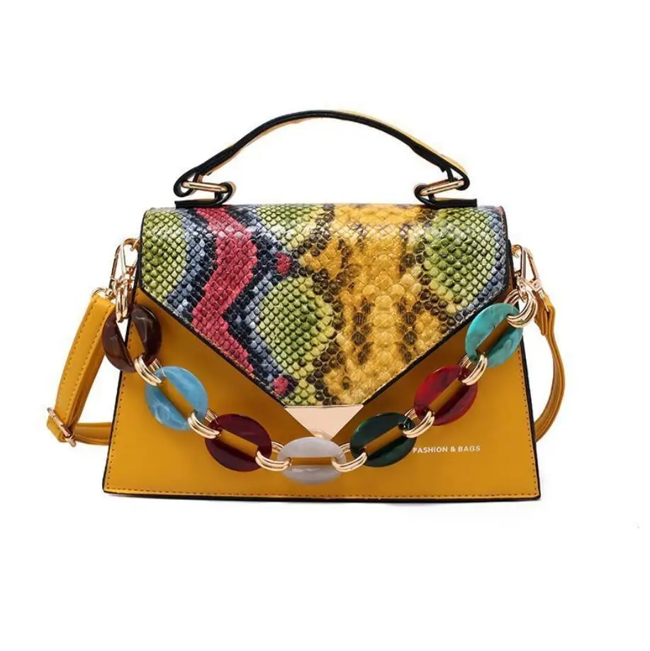

Contrast color Vintage Tote bag 2021 Fashion New Quality PU Leather Women's Designer Handbag Serpentine Shoulder Messenger Bag