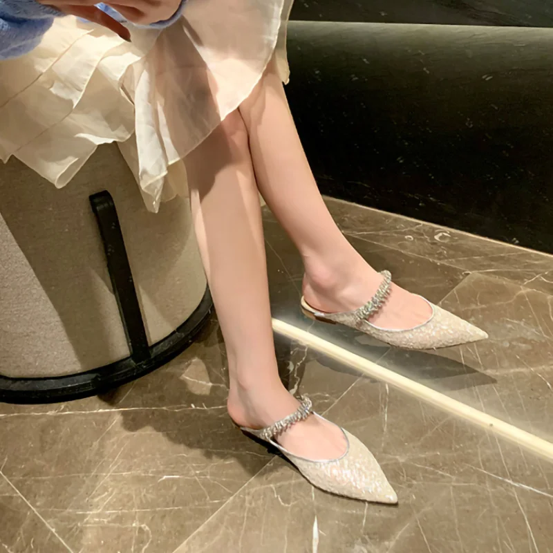 

Summer Women's Shoes Luxury Designer Design High Quality Pointed Ladies Sandals Fashion Brand Flat Shoes 2021 New Hot Sale
