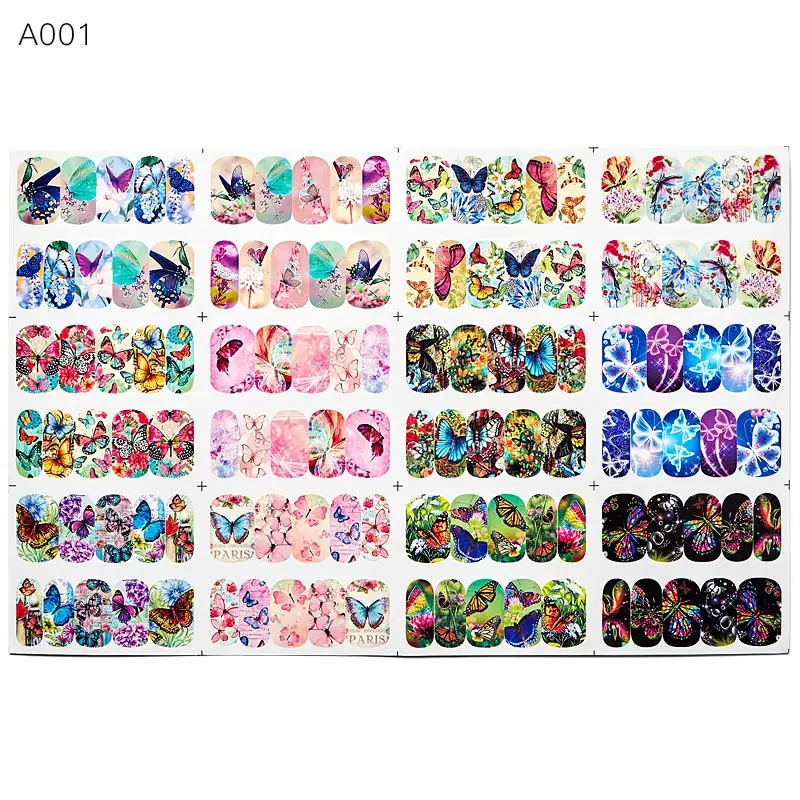 Набор наклеек для дизайна ногтей с четырьмя лилиями смешанные цвета цветочные