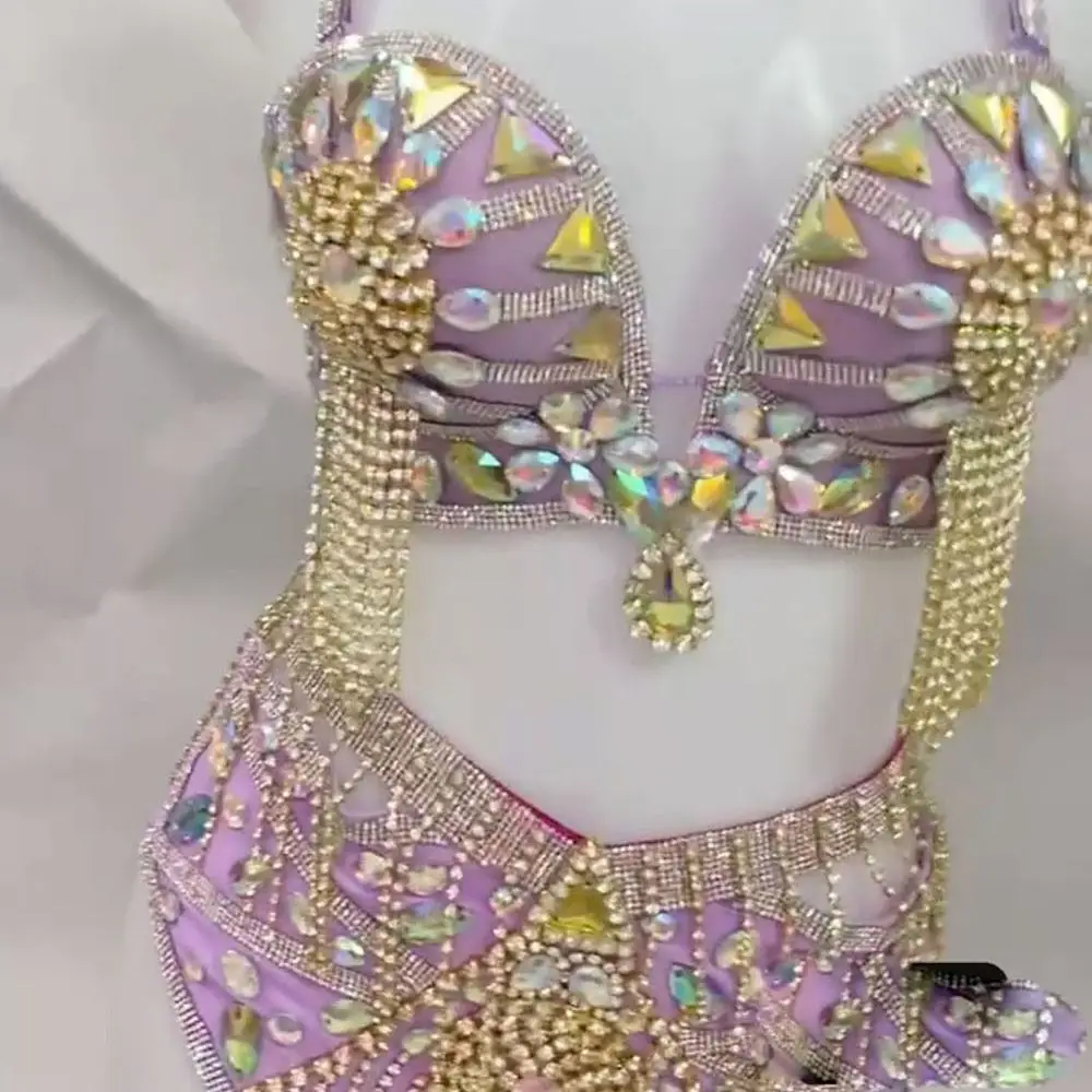 Танцевальный костюм певицы для ночного клуба блестящее бикини DJ Gogo женская