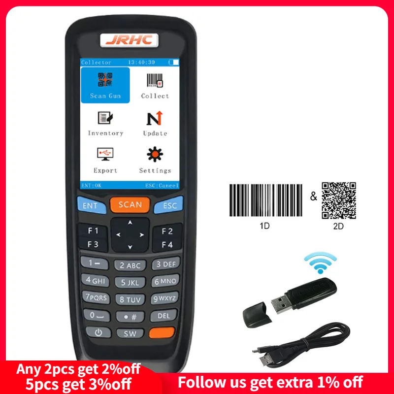 

Trohestar Wireless Barcode Scanner Handheld Inventory USB Scanners Data Collector 1D 2D QR PDA barcode Reader Fit for Windows