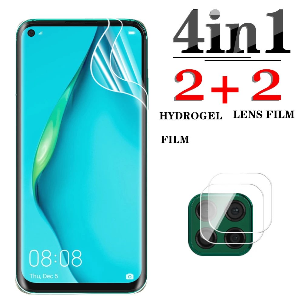 Гидрогелевая защитная пленка 4 в 1 для объектива камеры Huawei p40 lite e p30 p40pro + p 30 40 lite 40 lite 40pro p20 lite, Защитная пленка для экрана