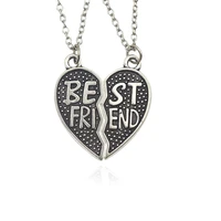 2pcsset punk best friend pendant necklace for women metal adjustable layered chain choker party jewelry accessories gift