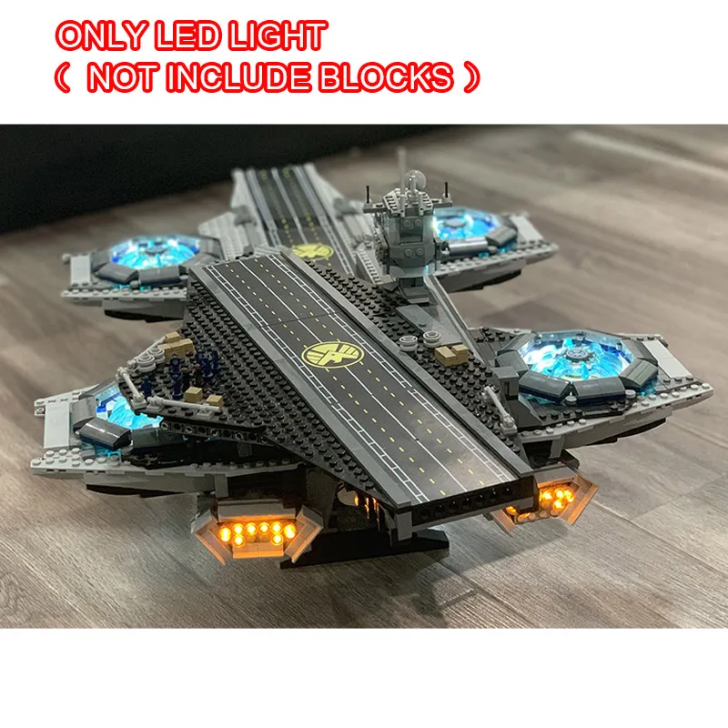 NO BOX Светодиодный светильник, комплект для LGset Super Heroes 76042 и 07043, строительные блоки Helicarrie, модель кирпича(комплект блоков не входит в комплект - Цвет: NO BOX
