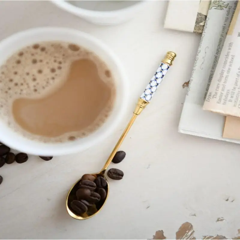

Iris Retro Coffee Spoon Retro Royal Style Stainless Steel Dessert Spoon Creative Stirring Spoon Bars Milk Tea Coffee Shop Gadget