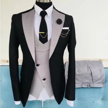 Blazer ajustado de 3 piezas para hombre, traje negro con diseño de solapa de pico, a la medida, una sola botonadura, moda informal, 2022 (2)