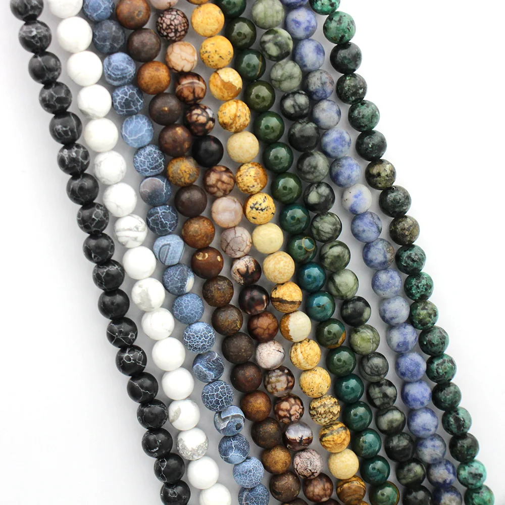 Круглые матовые бусины с тигром вокруг глаз из натурального камня Амазонит арбуз