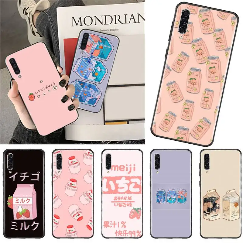 

Japanese Strawberry Milk food Phone Case For Samsung A40 A50 A51 A71 A20E A20S S8 S9 S10 S20 Plus note 20 ultra 4G 5G