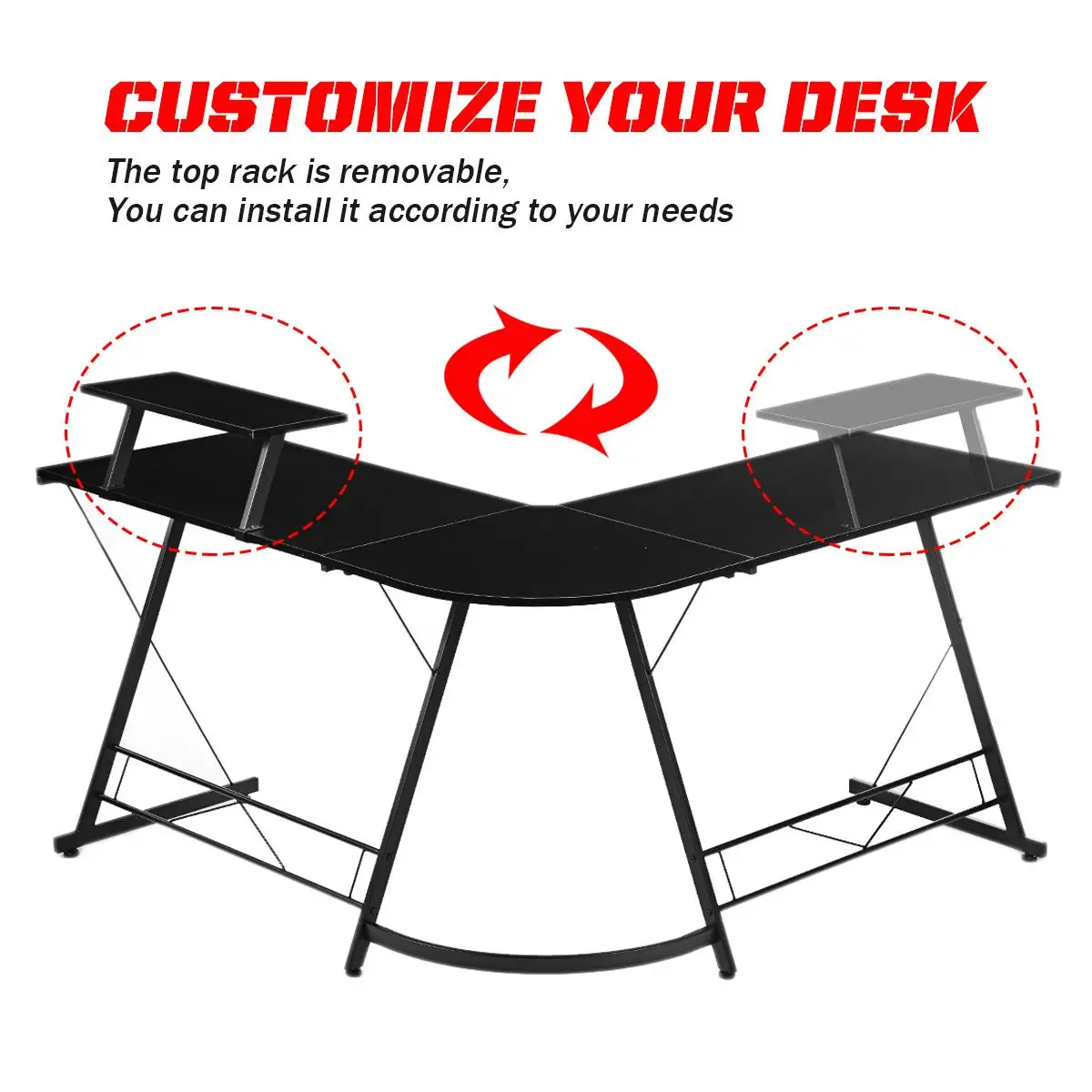 

Large Modern Style L-Shape Computer Corner Desk Wooden Office Desk Desktop Stand Home Bedroom Furniture