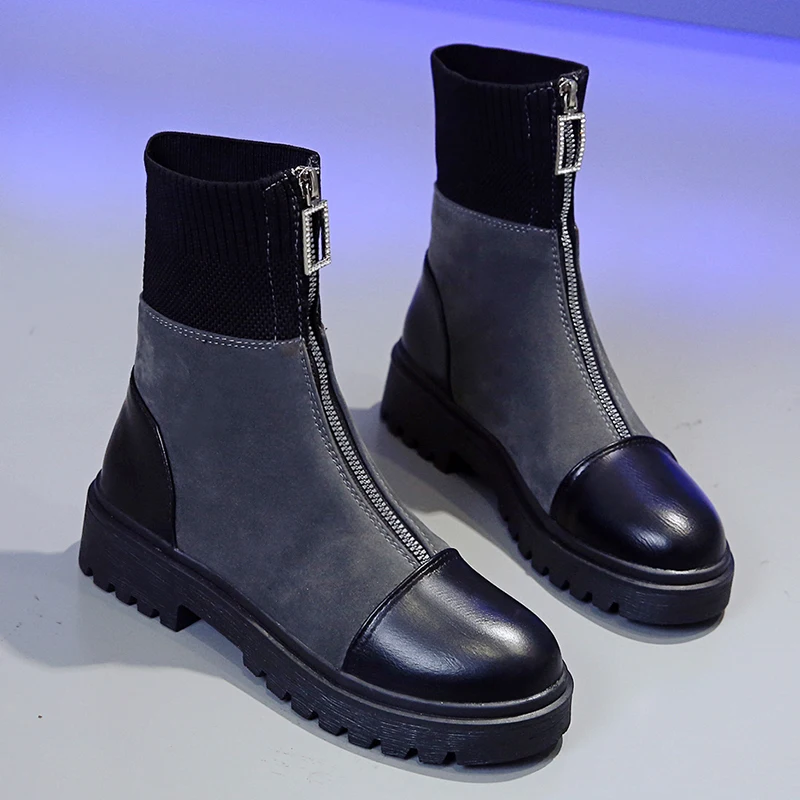 Ботинки martin на молнии спереди в готическом стиле панк женская теплая обувь