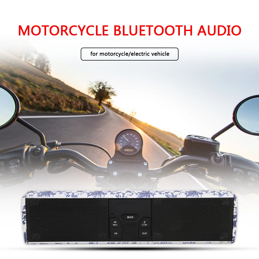 

Мотоциклетный электронный аксессуар, мотоциклетный руль, Bluetooth-совместимый динамик, U-диск, TF MP3-плеер, синий, белый, фарфоровый