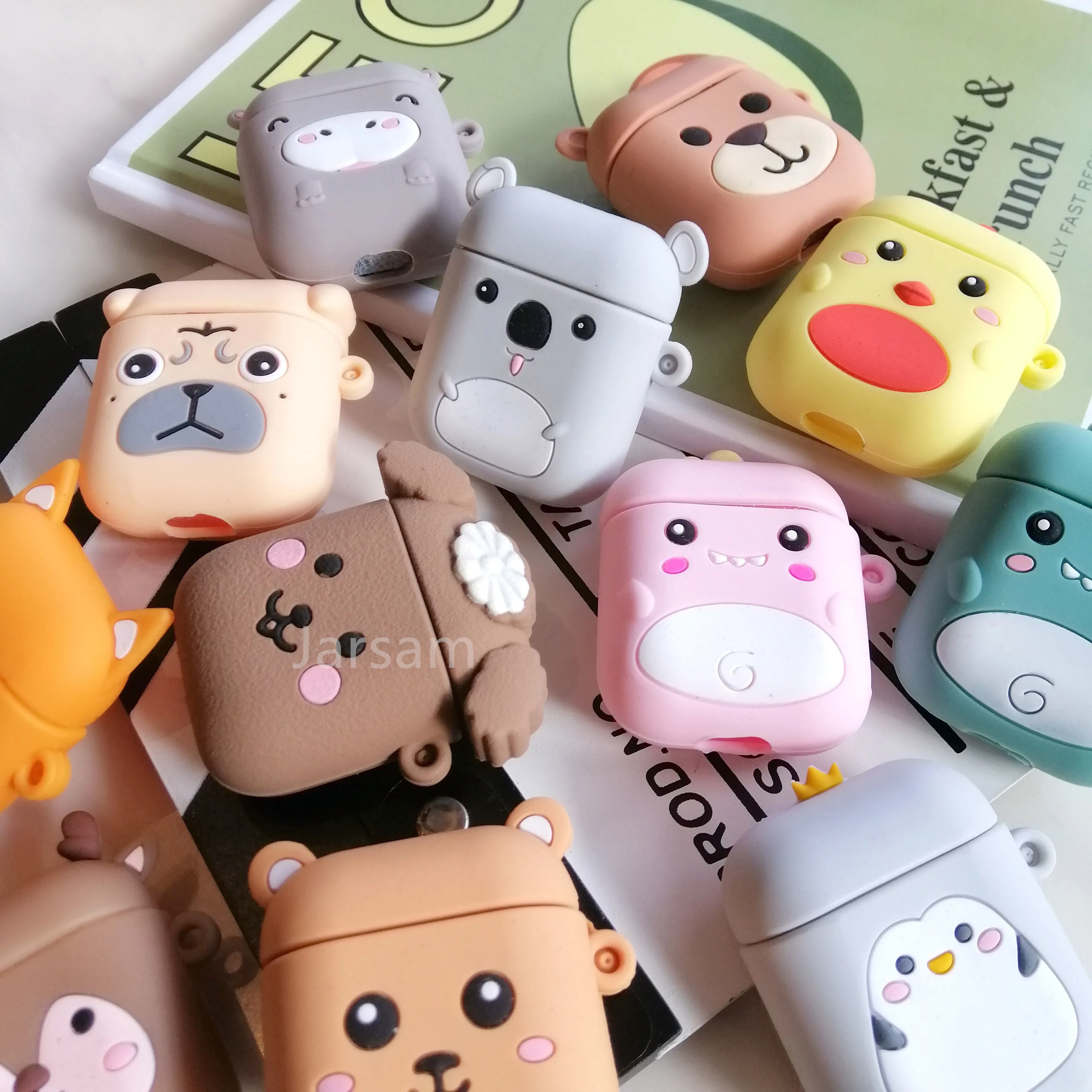Cute cat Soft Silicone Cases For Airpods 1/2 Protective Bluetooth Wireless Earphone Cover Air Pods Charging Box Bags | Электроника