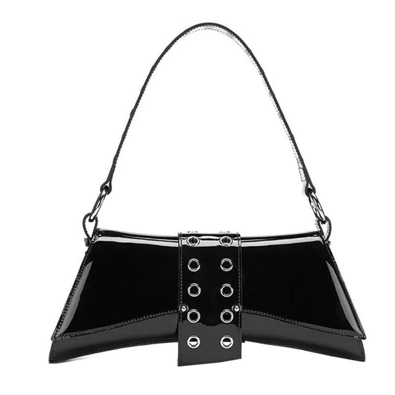 

[EAM] Women New Rivet Motorcycle Bag PU Leather Flap Personality All-match Crossbody Shoulder Bag Fashion Tide 2021 18A0858