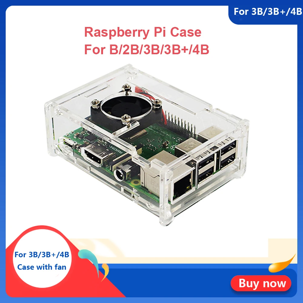 Raspberry Pi 4 Модель B ABS Чехол прозрачный ABS корпус Корпус для Raspberry Pi 4B 3B+ Plus 3B 2B B с вентилятором