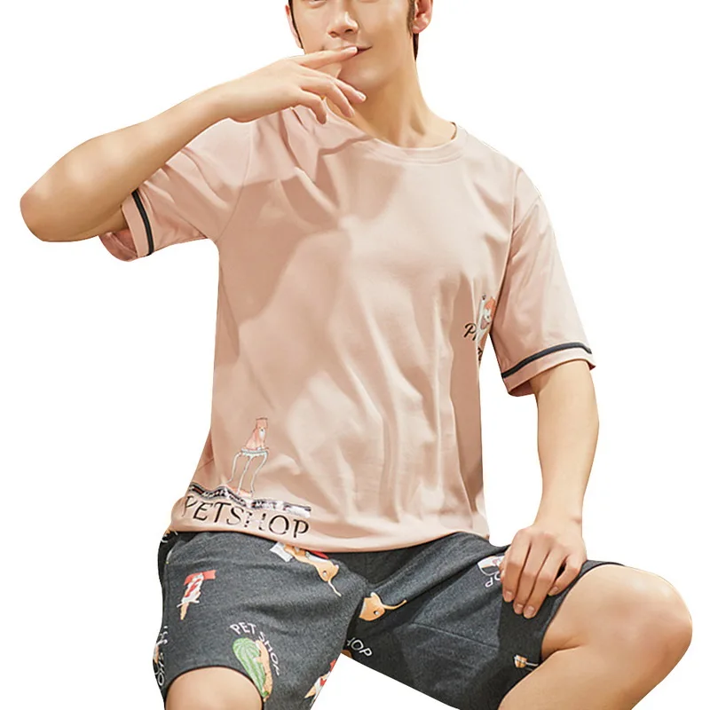 Мужская Летняя хлопковая футболка с короткими рукавами и шортами для девочек