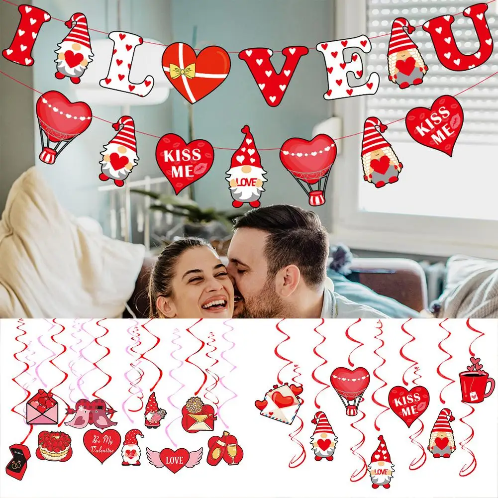 

Баннер на День святого Валентина, романтическое красное сердце, Женский флаг с надписью «I Love You» на День святого Валентина, тематическая год...