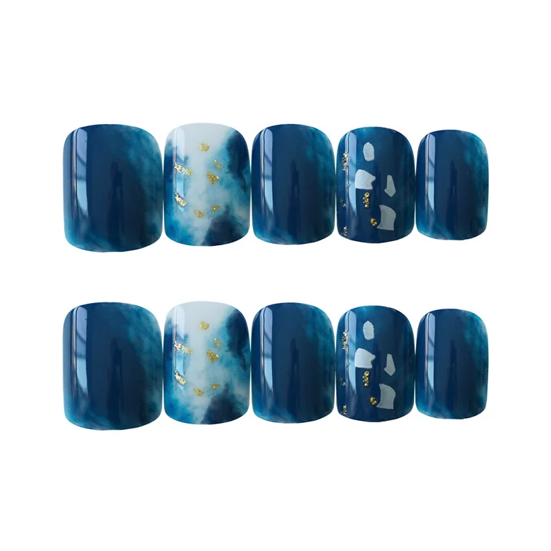 

24pcs/Set Detachable Short Coffin Fake Nails European Ocean Ballerina Full Nail Art Tips Colorful Beauty Artificial False Nails