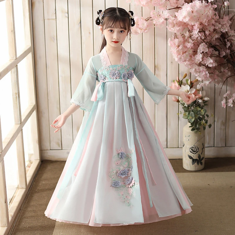 

traditional Ancient chinese folk dance costumes girls children classical kids tang dynasty costume chinese hanfu clothing dress