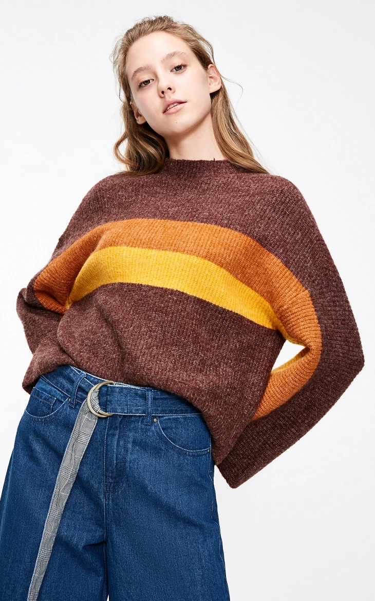 Vero Moda свитер женский женский свободный свитер в полоску с открытыми плечами | 318413531