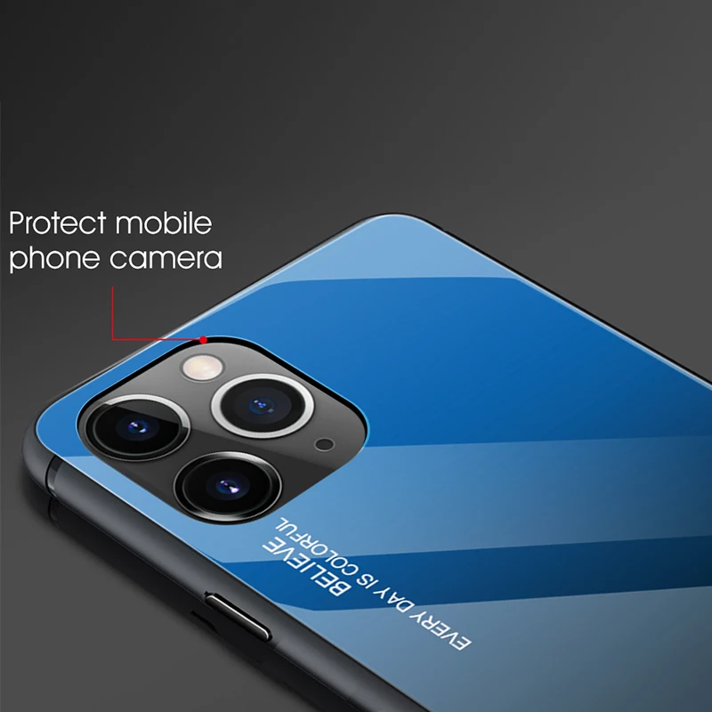 Градиентный чехол из закаленного стекла для iPhone 11 Pro Max мобильного телефона