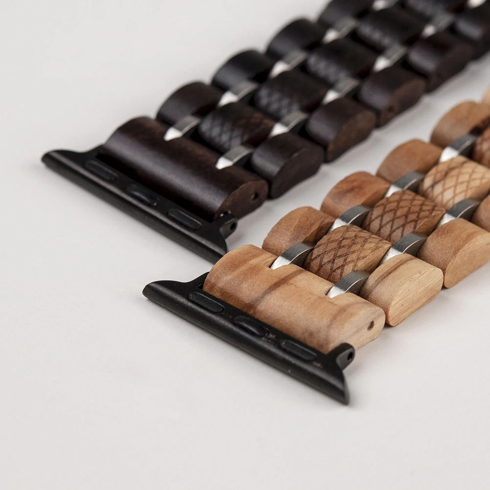 

Wood Strap For Apple Watch 4 Band 44mm 42mm 38mm Stainless Steel Watchband For Series 1/2/3/4 Wooden Adjust Band For Iwatch