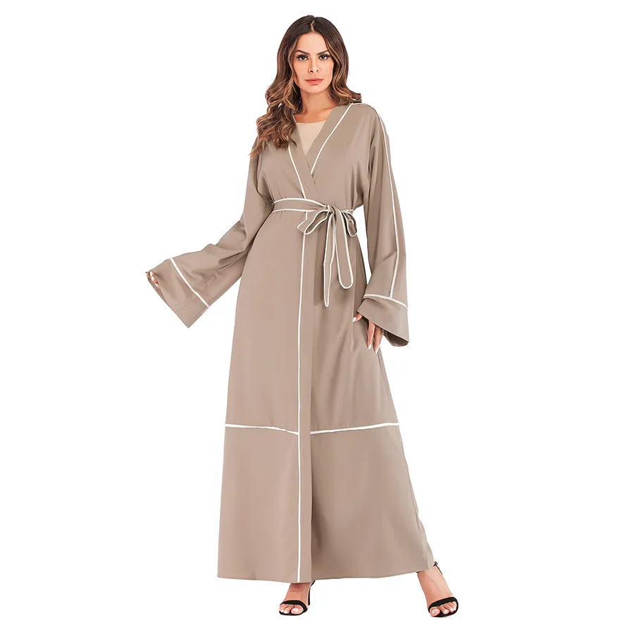 

Donsignet Muslim Dress Muslim Fashion Middle East Eid Duabi Abaya Turkey Robe Striped Cardigan Muslim Robe Women Plus Size Dress