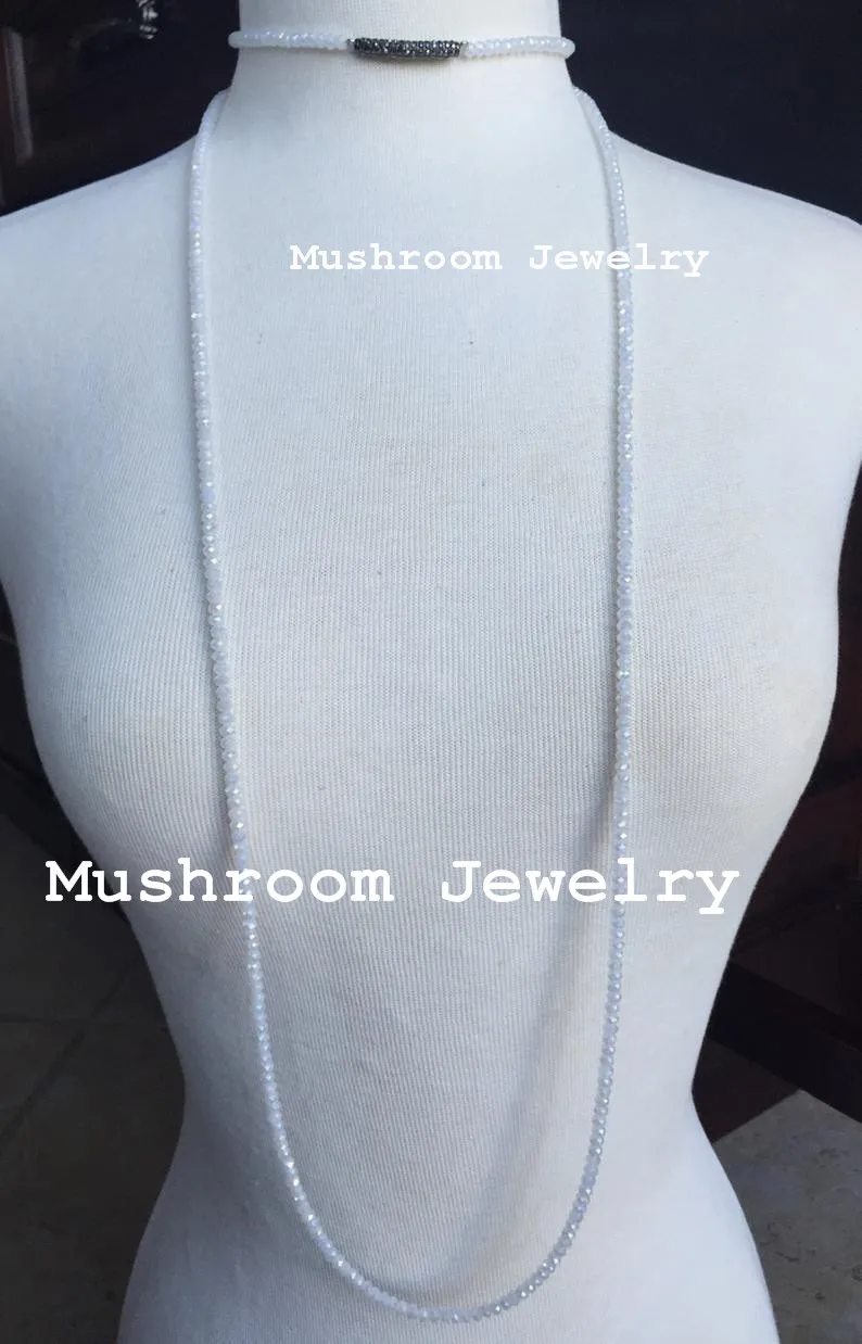 Fashion Long Gold Bead Necklaces For Women Statement Boho Crystal Beads Multilayer Necklace Trendy Jewelry New