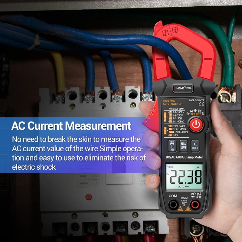 

157A ST210 Professional Digital Multimeter Clamp Meter DC/AC 600A Current Tester 6000 Counts True RMS Ampere Meter for Eletric