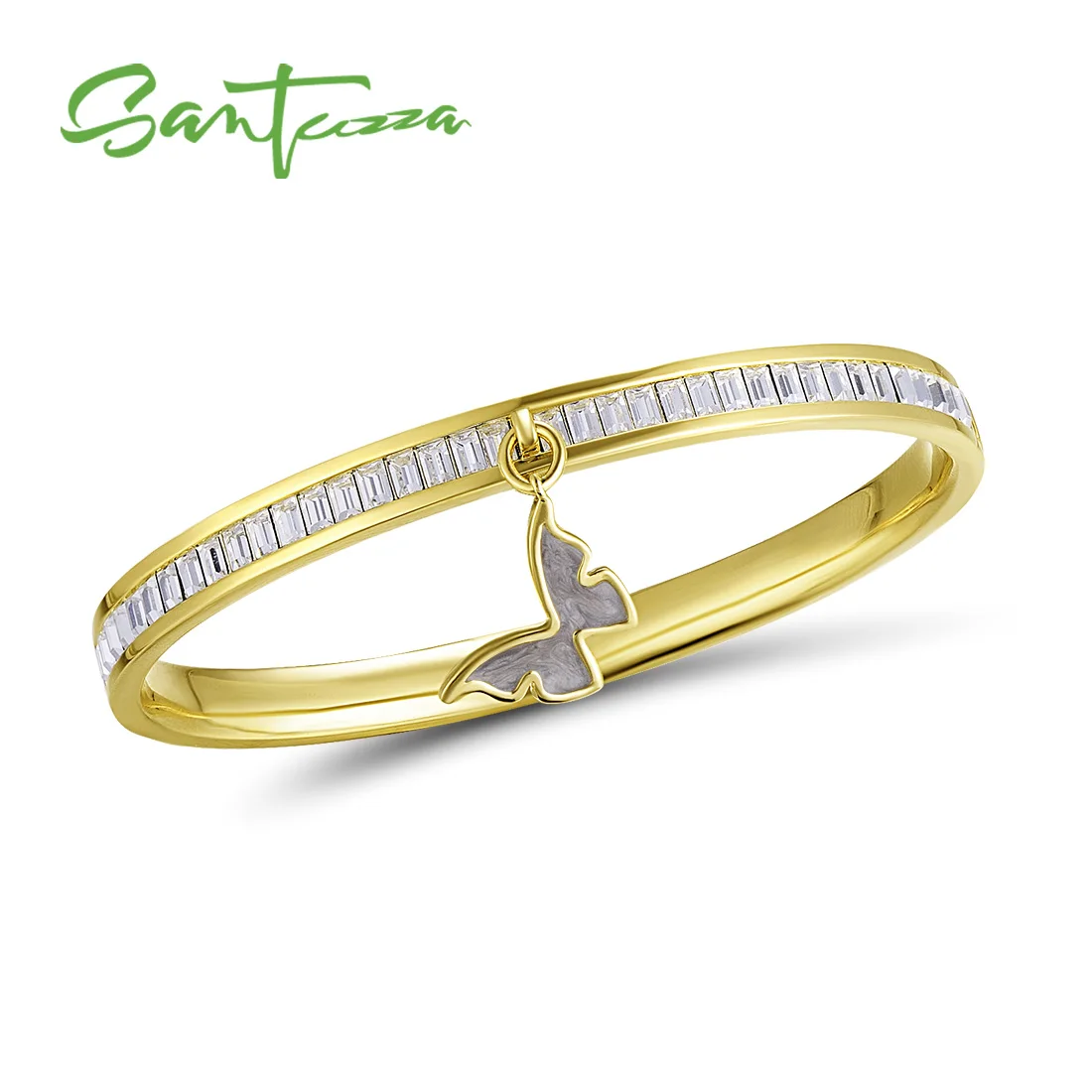 Gold Plated (Gray) Женский многоцветный браслет с бабочкой и сверкающими кристаллами, элегантные модные ювелирные изделия ручной работы, эмаль - Окраска металла: Gold Plated (Gray)