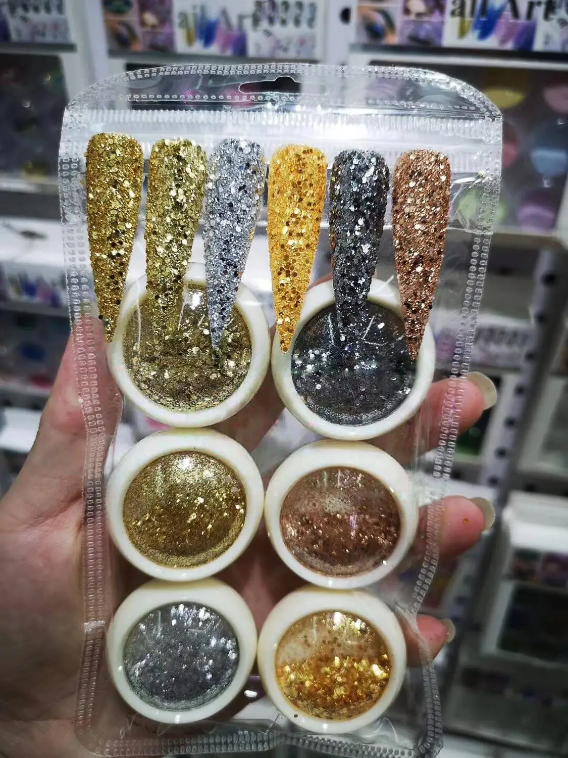 

6 Boxes/lot Mermaid Effect Glitter Nail Art Powder Dust Magic Glimmer Trend Laser Glitter Dust Powder GLITTER DUST POWDER