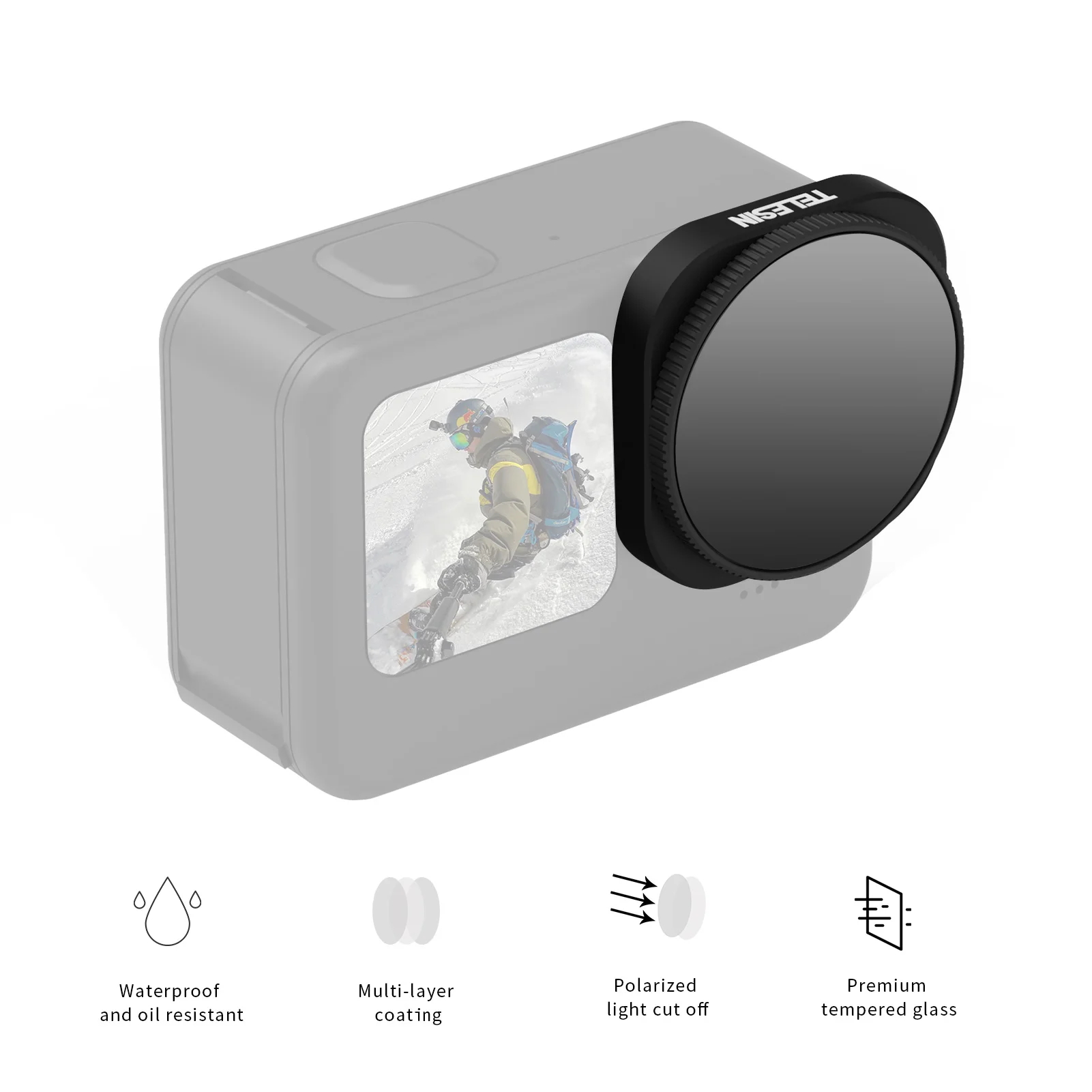 

Телесин 3-в-1 ND8/16/32-CPL фильтр объектива Комплект Спортивной Камера сменные фильтры для объектива для GoPro Hero 9 черный