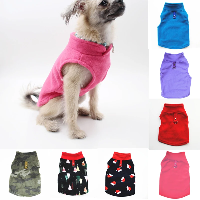

Dog Vest Soft Clothes Solid Candy Color T-shirt Harness Leash Coat For Small Dogs Autumn Winter Warm Camouflage Clothing