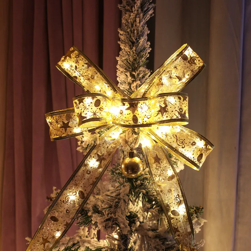 

5M 50Led Festoon Double Layer Bows Ribbon Light Christmas Fairy Lights Strings LED Xmas Tree Ornaments New Year For Home Decor
