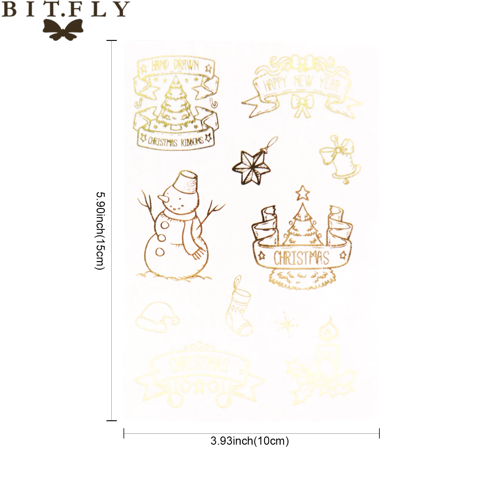 BITFLY Merry Christmas снеговик, Рождественская елка, Лось альбом для стикеров, Подарочная коробка, украшение, бронзовая этикетка, новогодние украшения